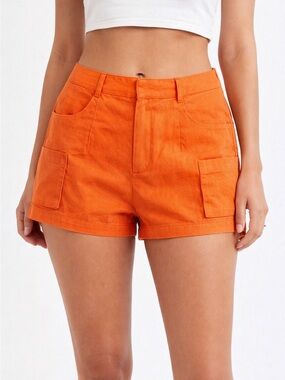 NWT Meshki Blake Cargo High-Rise Orange Shorts Size Small
